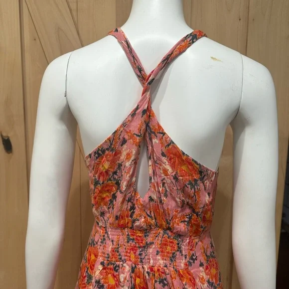 Free People Washed Ashore Mini Dress Size Medium Pink Lined Flowy Floral Dress - Picture 9 of 16